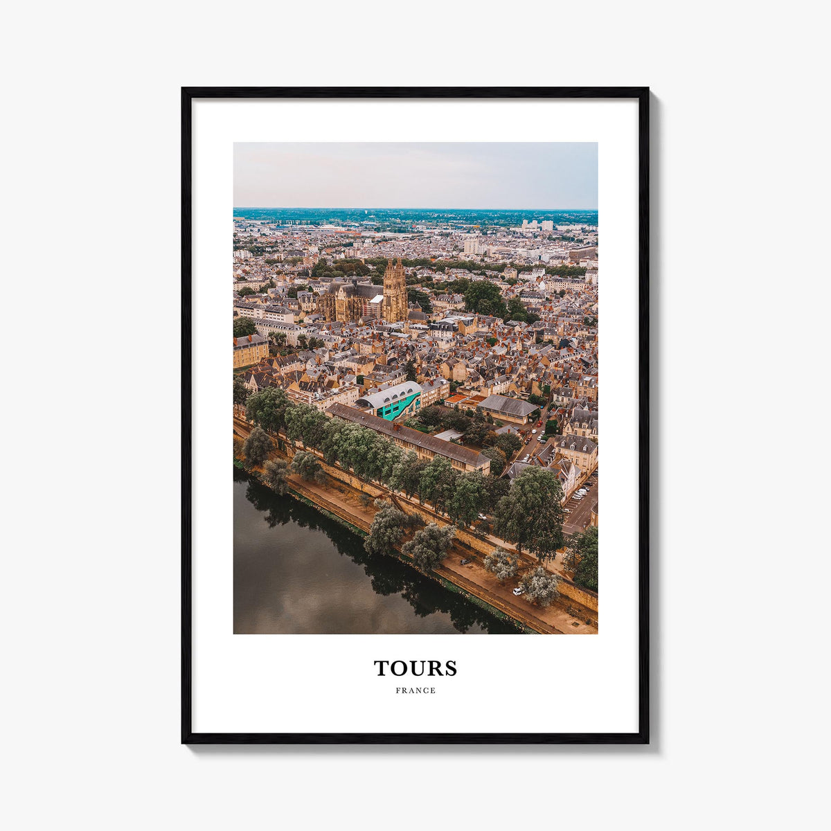 Tours colorful classic poster of France – vertical wall art, unframed print shown in interior mockup