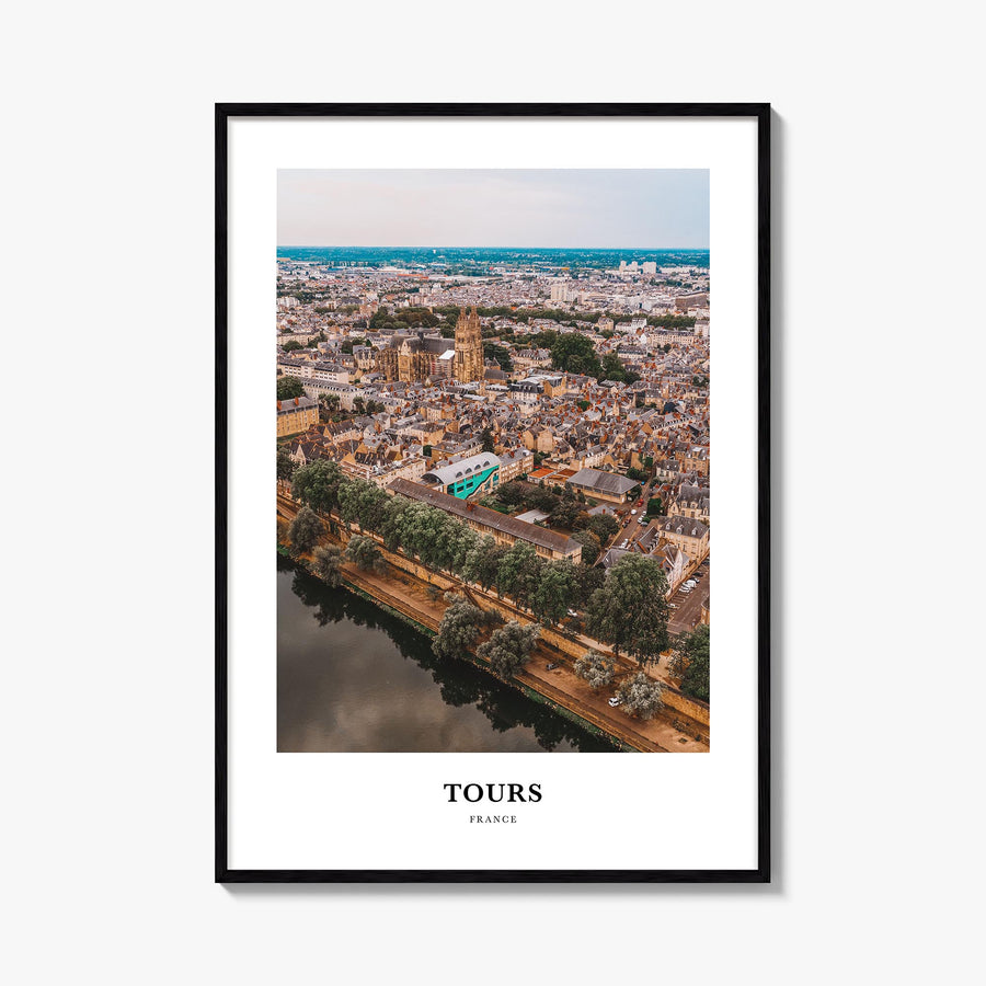 Tours colorful classic poster of France – vertical wall art, unframed print shown in interior mockup