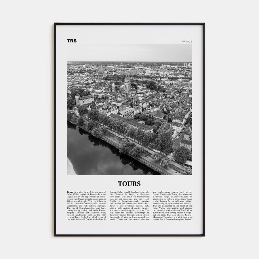 Tours Poster Black Metal / 8x12 in Nbourhood Travel B&W Poster
