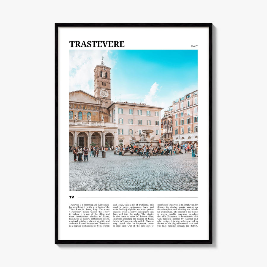 Trastevere Travel Poster, framed poster mockup