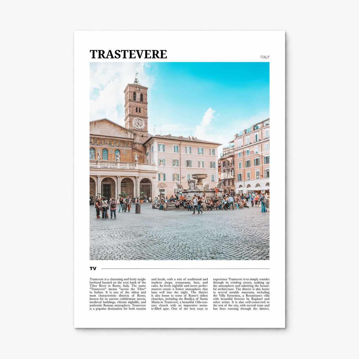 Trastevere Travel Poster, print only (unframed)