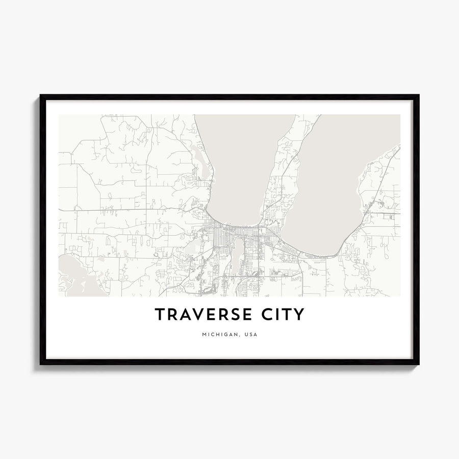 Traverse City Map Poster, framed poster mockup