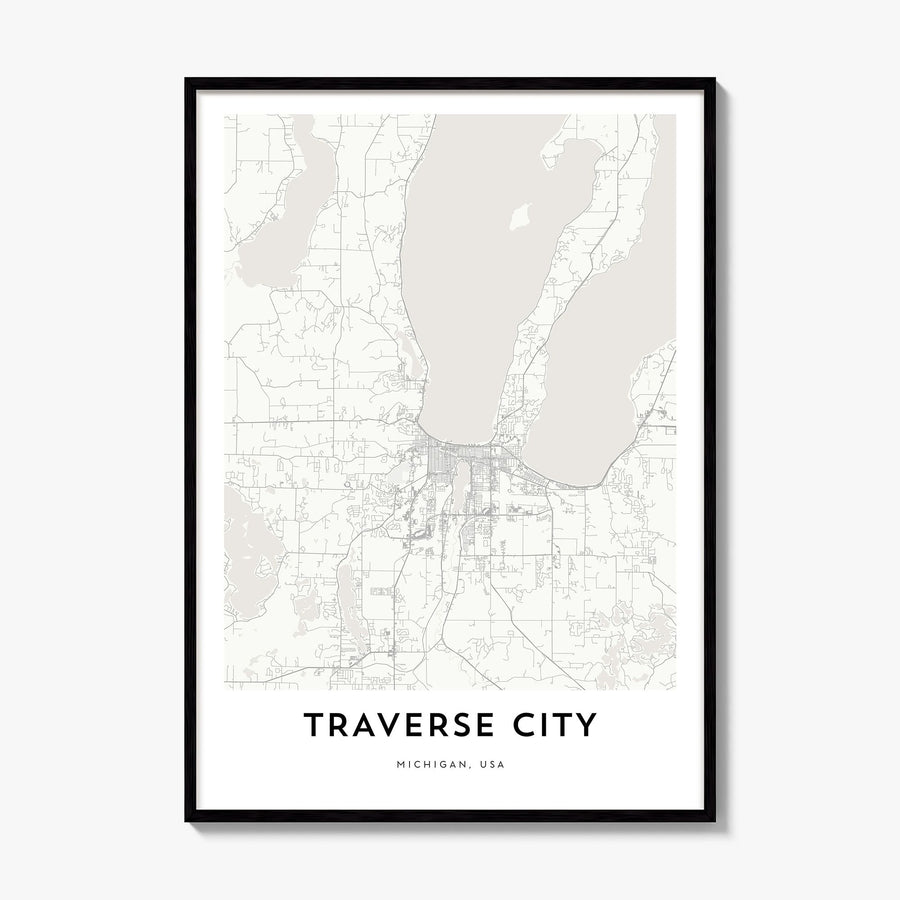 Traverse City Map Poster, framed poster mockup