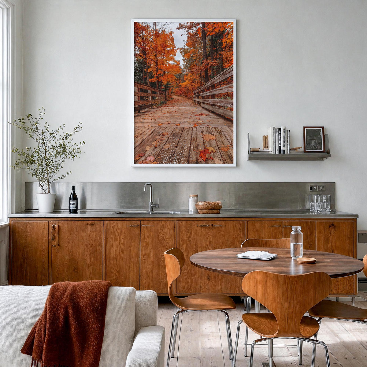 Traverse City no. 2 colorful photo poster of Michigan, USA – vertical wall art in white wood frame, hanging on wall