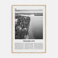 Traverse City Poster Natural Wood / 8x12 in Nbourhood Travel B&W Poster