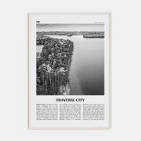 Traverse City Poster White Wood / 8x12 in Nbourhood Travel B&W Poster