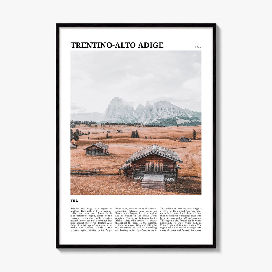 Trentino-Alto Adige Travel Poster, framed poster mockup