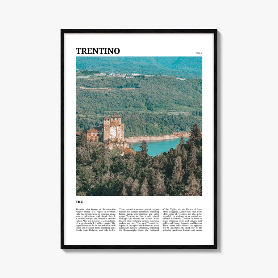 Trentino no. 1 colorful travel poster of Italy – vertical wall art, unframed print shown in interior mockup