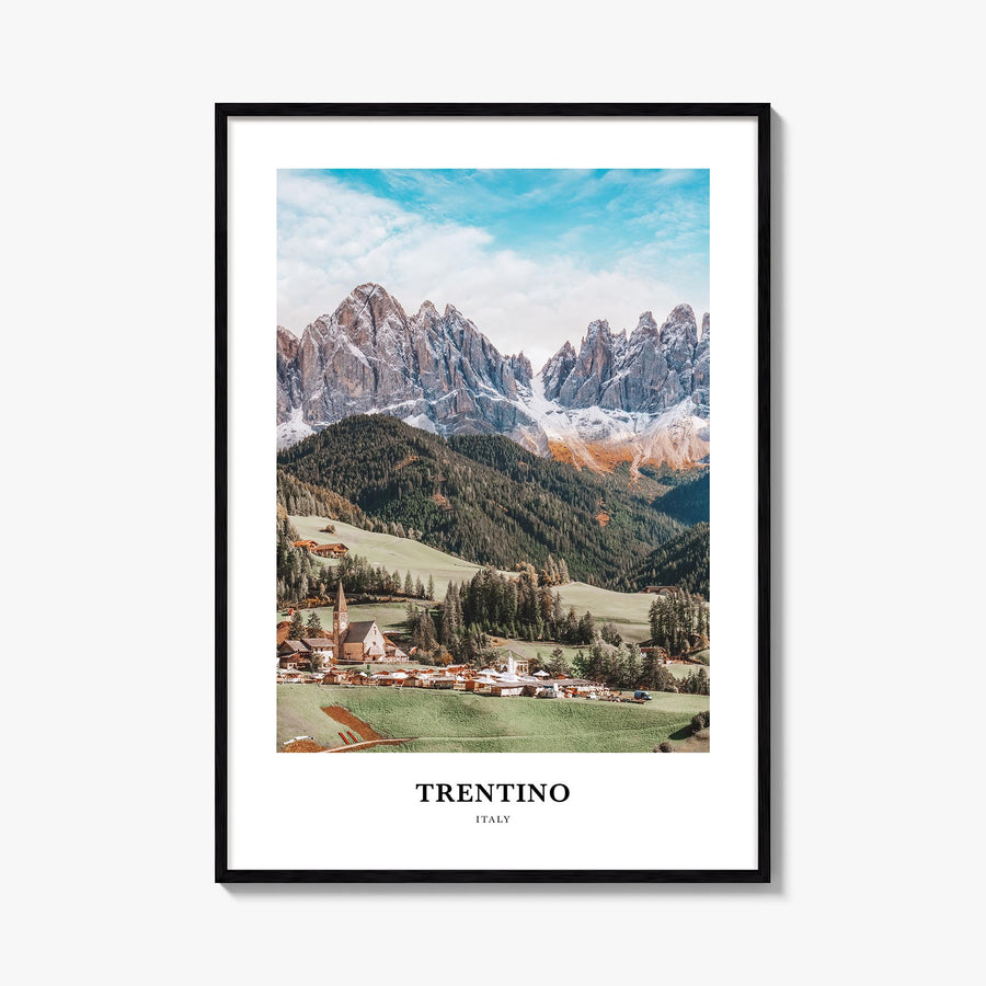 Trentino no. 2 colorful classic poster of Italy – vertical wall art, unframed print shown in interior mockup