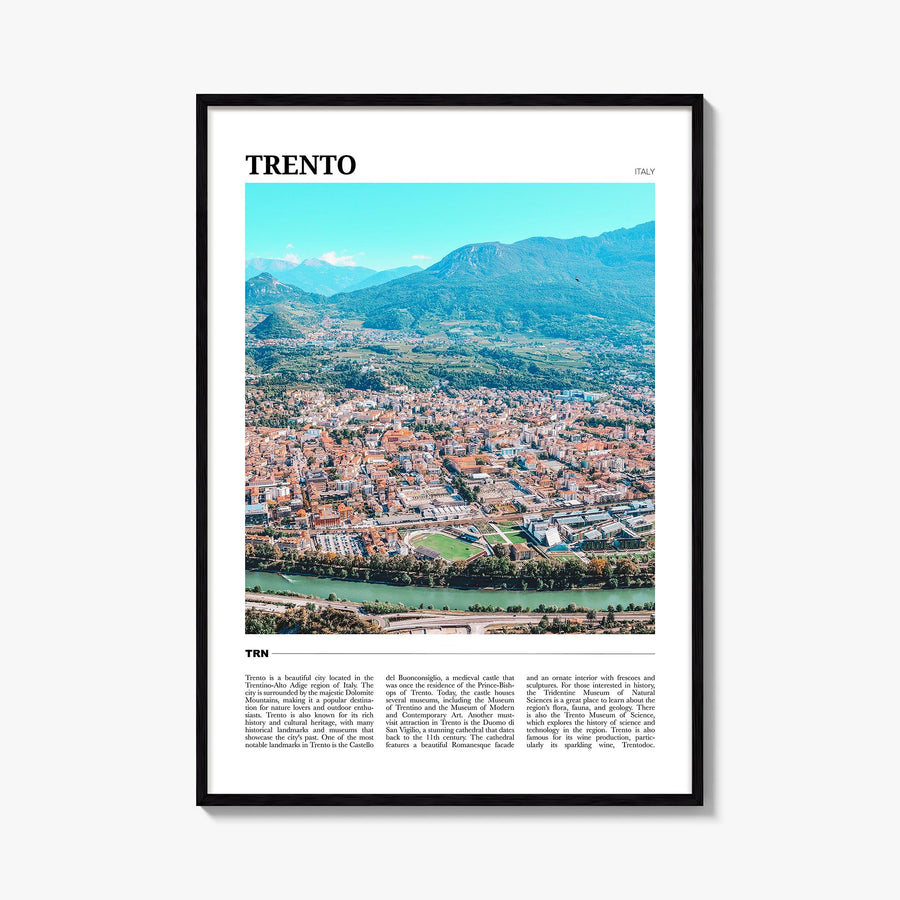 Trento colorful travel poster of Italy – vertical wall art, unframed print shown in interior mockup