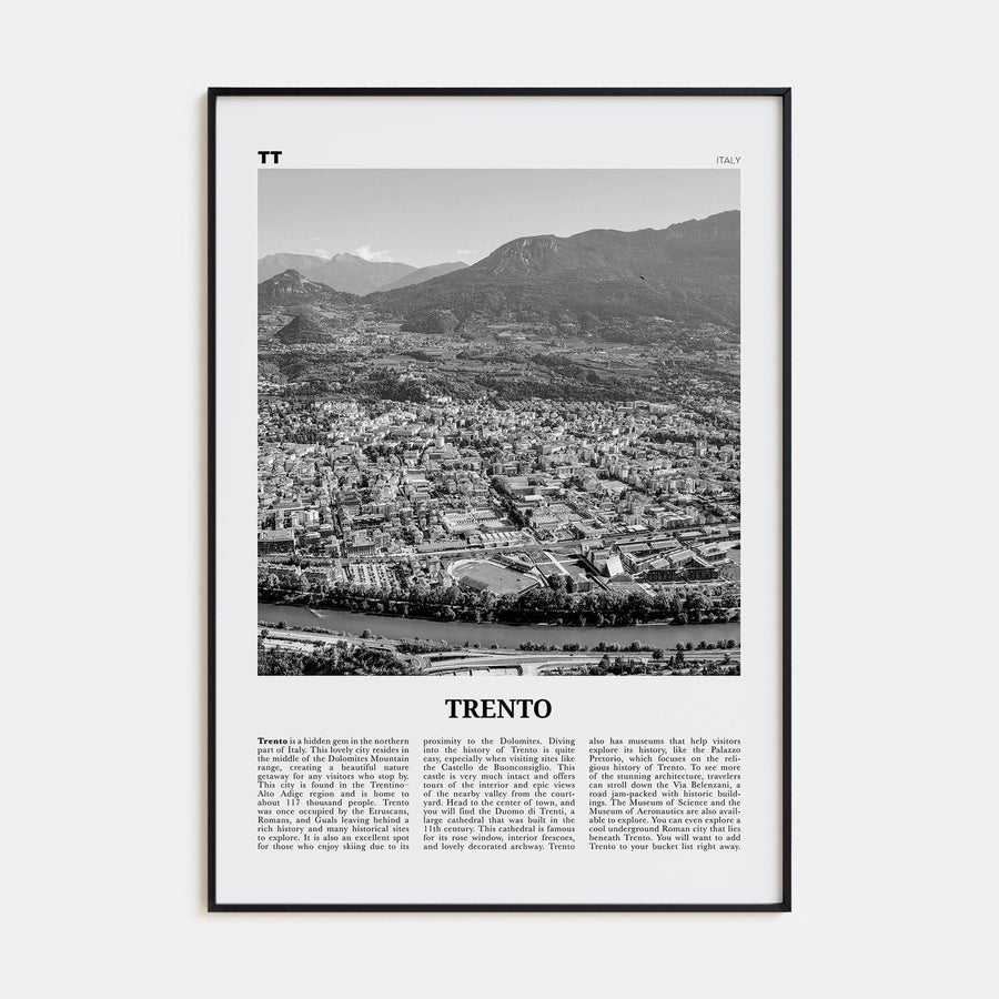 Trento Poster Black Metal / 8x12 in Nbourhood Travel B&W Poster