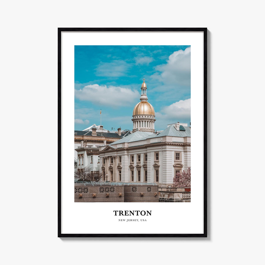 Trenton colorful classic poster of New Jersey, USA – vertical wall art, unframed print shown in interior mockup