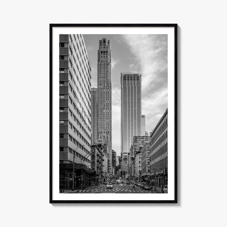Tribeca black & white photo poster of Manhattan, New York City – vertical wall art, unframed print shown in interior mockup