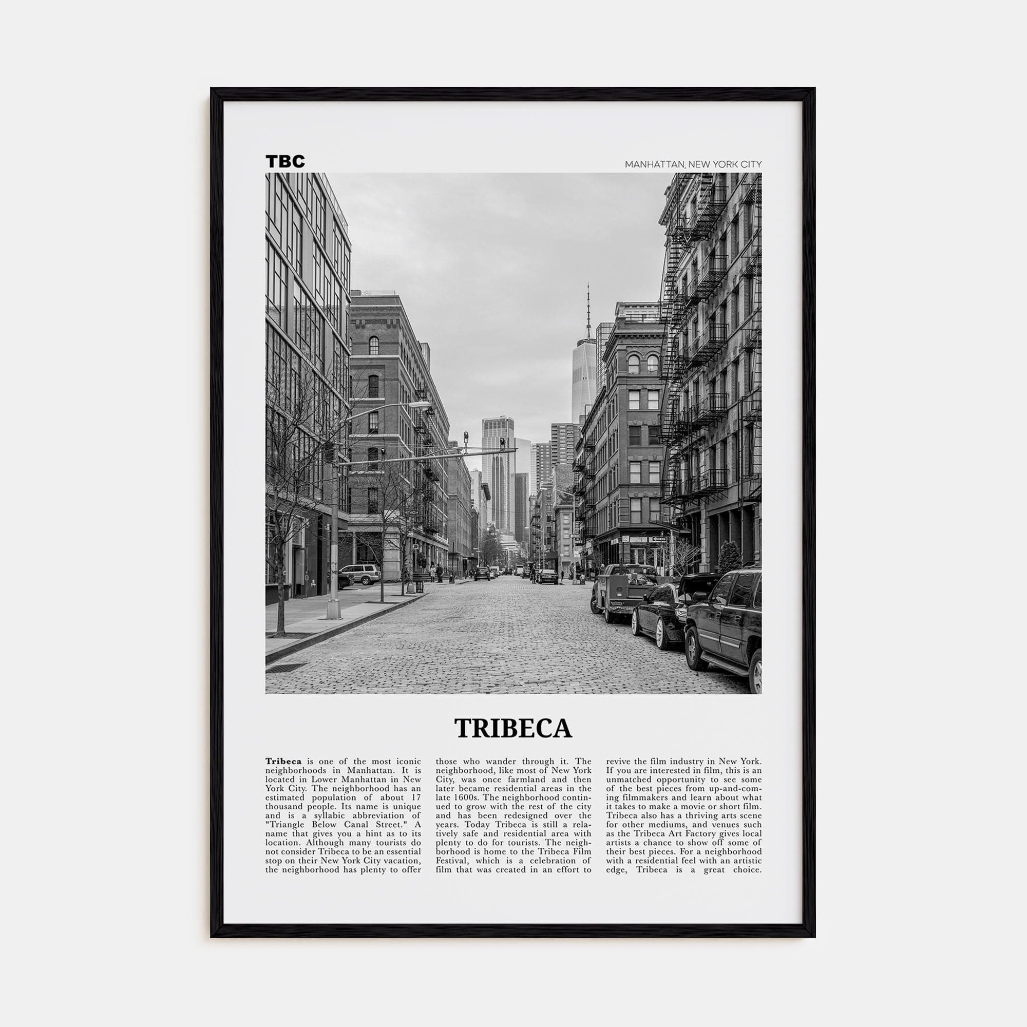 Tribeca Poster Black Wood / 8x12 in Nbourhood Travel B&W Poster