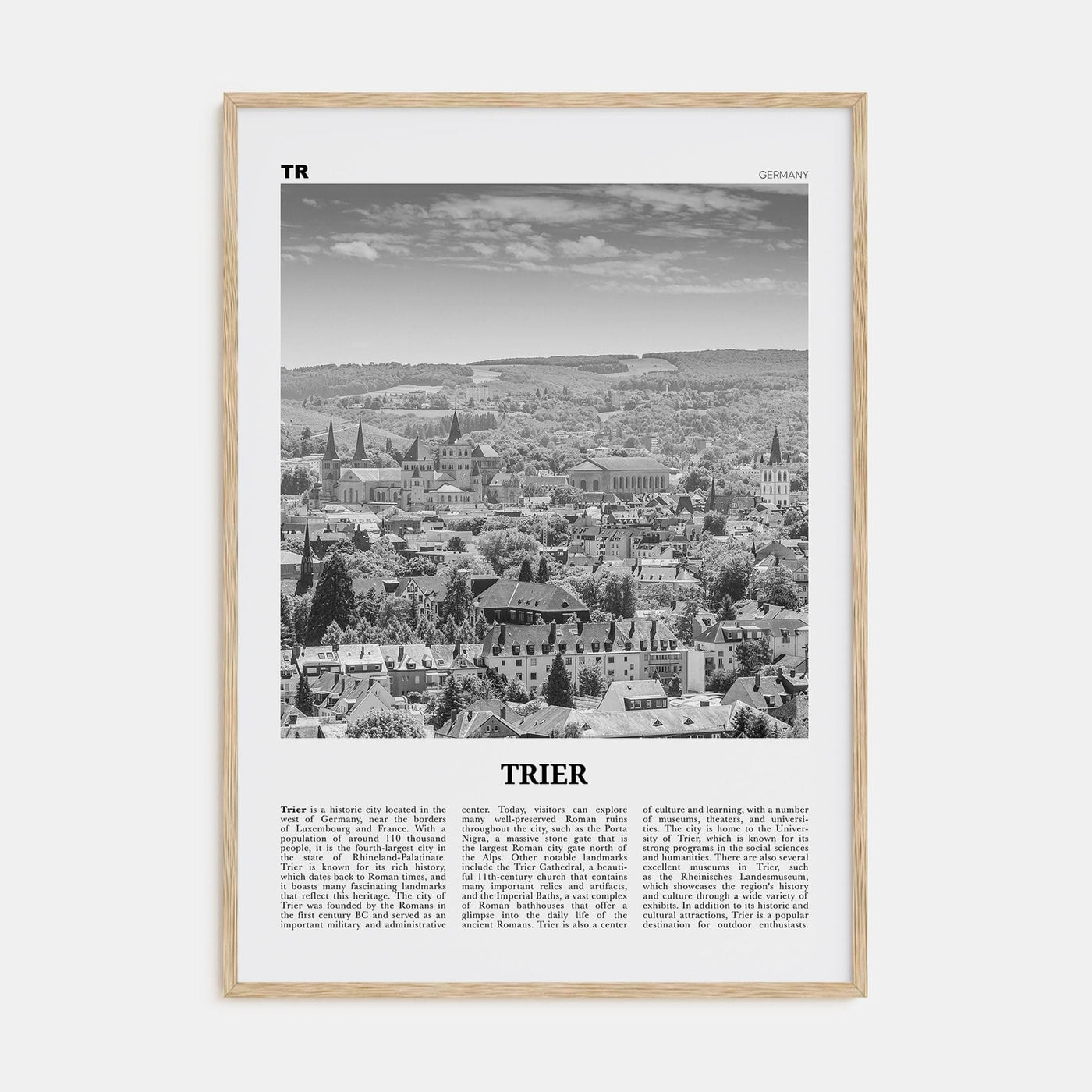 Trier Poster Natural Wood / 8x12 in Nbourhood Travel B&W Poster