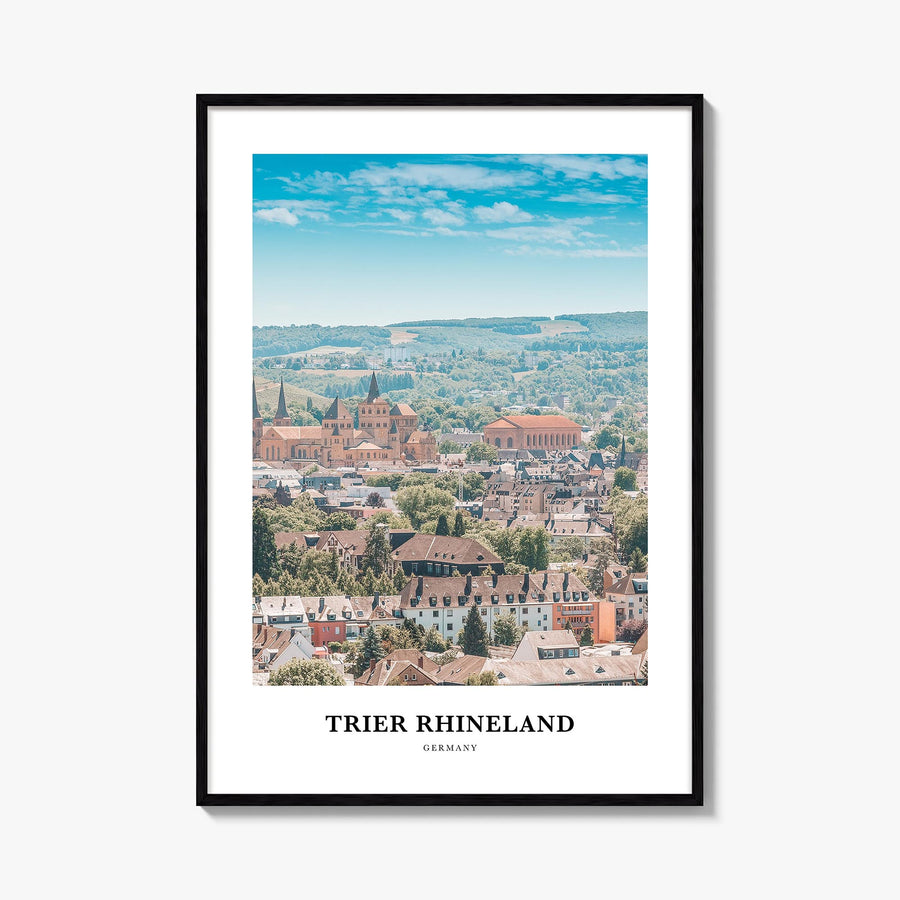Trier Rhineland colorful classic poster of Germany – vertical wall art, unframed print shown in interior mockup