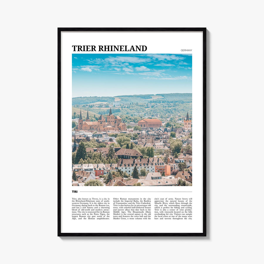 Trier Rhineland colorful travel poster of Germany – vertical wall art, unframed print shown in interior mockup