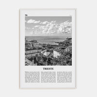 Trieste Poster White Wood / 8x12 in Nbourhood Travel B&W Poster