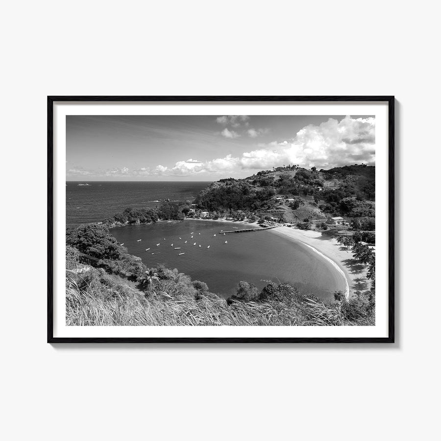 Trinidad and Tobago black & white photo poster of Caribbean – horizontal wall art, unframed print shown in interior mockup