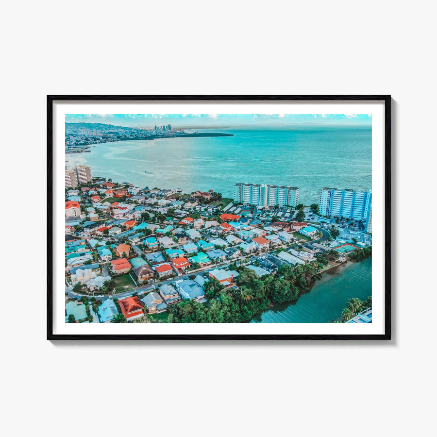 Trinidad and Tobago colorful photo poster of Caribbean – horizontal wall art, unframed print shown in interior mockup