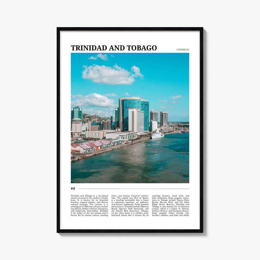 Trinidad and Tobago no. 1 colorful travel poster of Caribbean – vertical wall art, unframed print shown in interior mockup