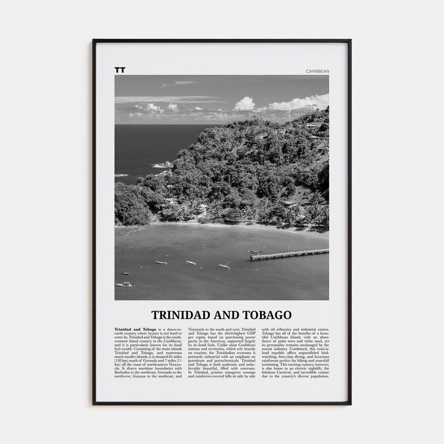 Trinidad and Tobago No 2 Poster Black Metal / 8x12 in Nbourhood Travel B&W Poster