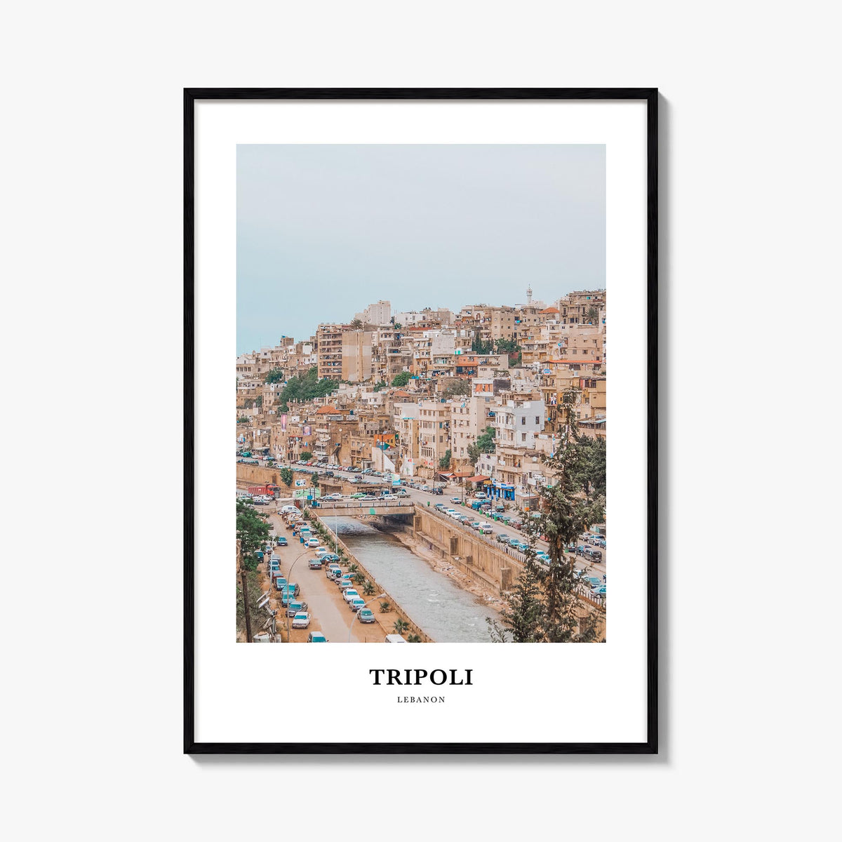 Tripoli, Lebanon colorful classic poster of Lebanon – vertical wall art, unframed print shown in interior mockup