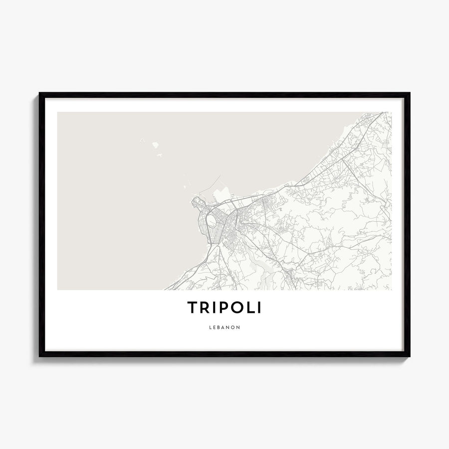 Tripoli, Lebanon Map Poster, framed poster mockup