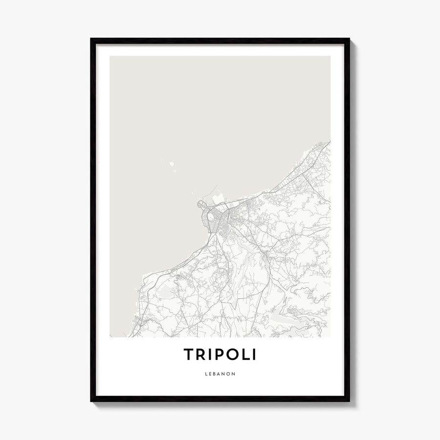 Tripoli, Lebanon Map Poster, framed poster mockup