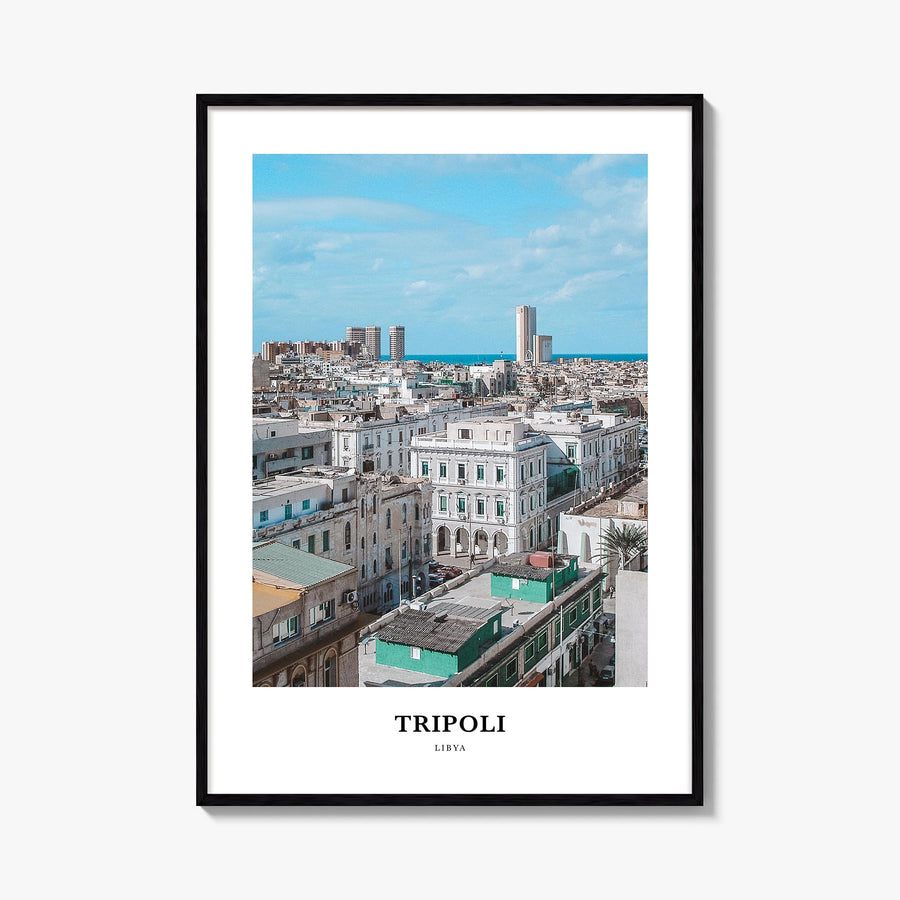 Tripoli, Libya colorful classic poster of Libya – vertical wall art, unframed print shown in interior mockup