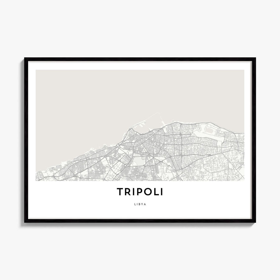 Tripoli, Libya Map Poster, framed poster mockup