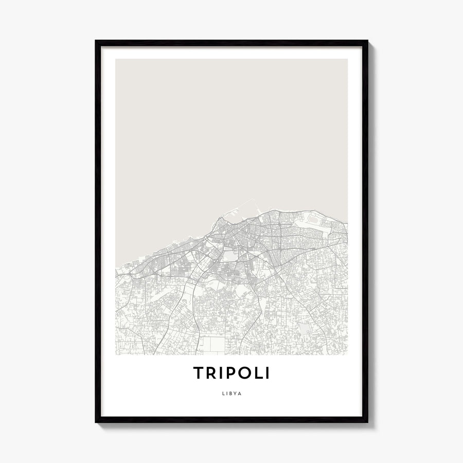 Tripoli, Libya Map Poster, framed poster mockup