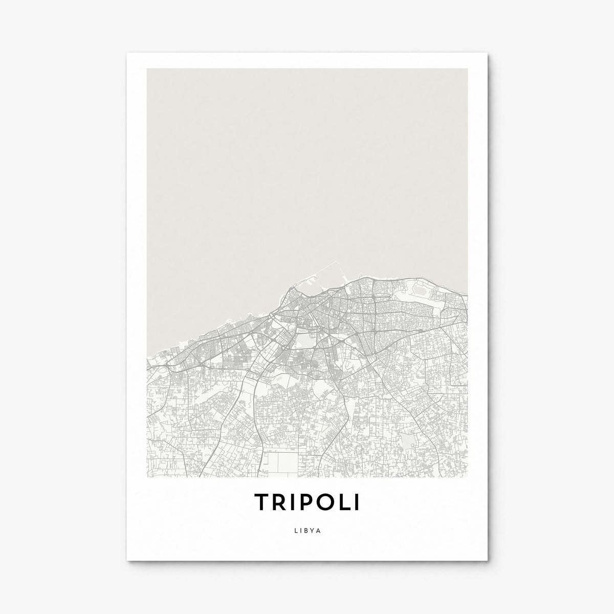 Tripoli, Libya Map Poster, print only (unframed)