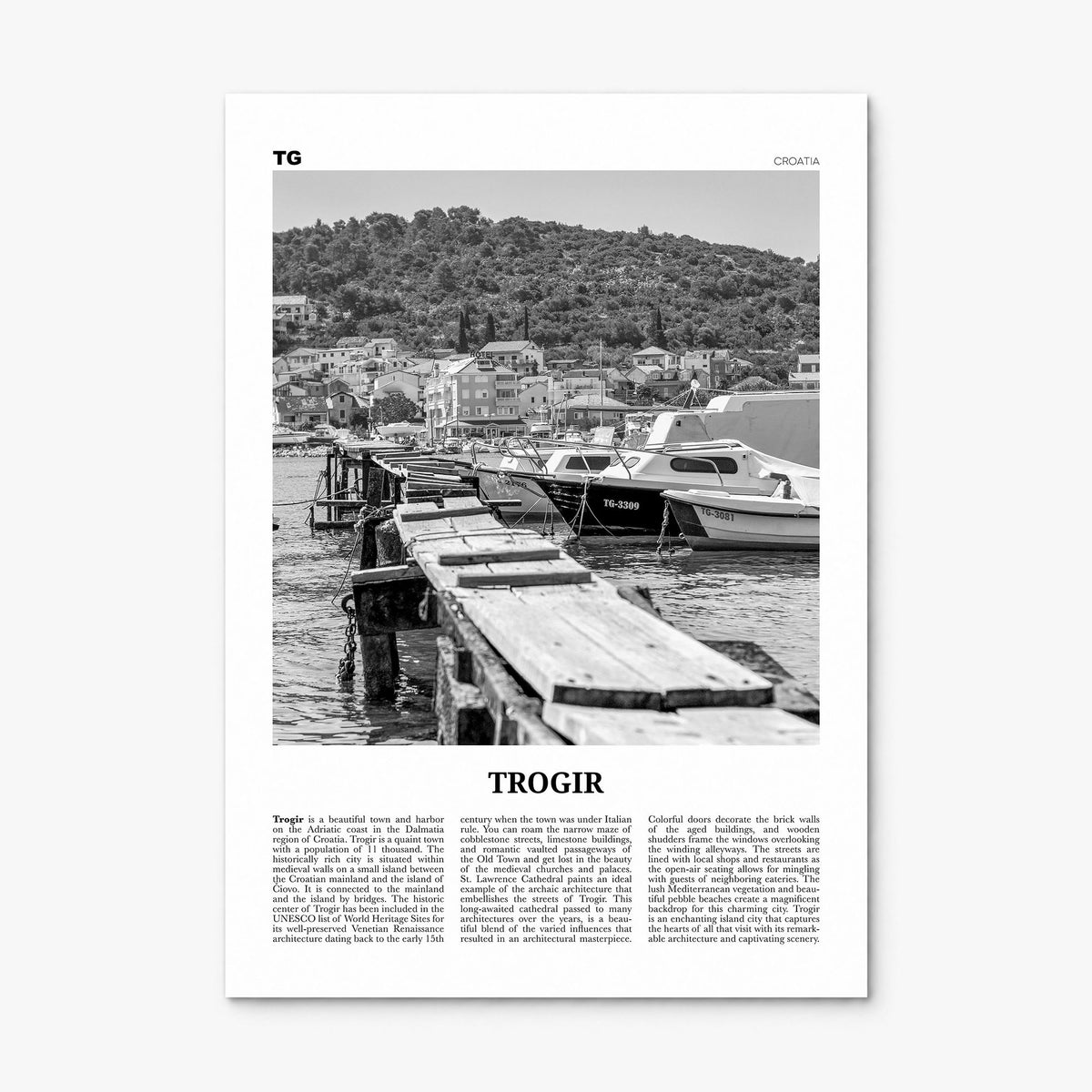 Trogir Newspaper Poster, print only (unframed)