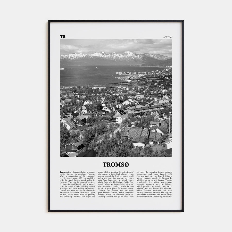 Tromsø Poster Black Metal / 8x12 in Nbourhood Travel B&W Poster