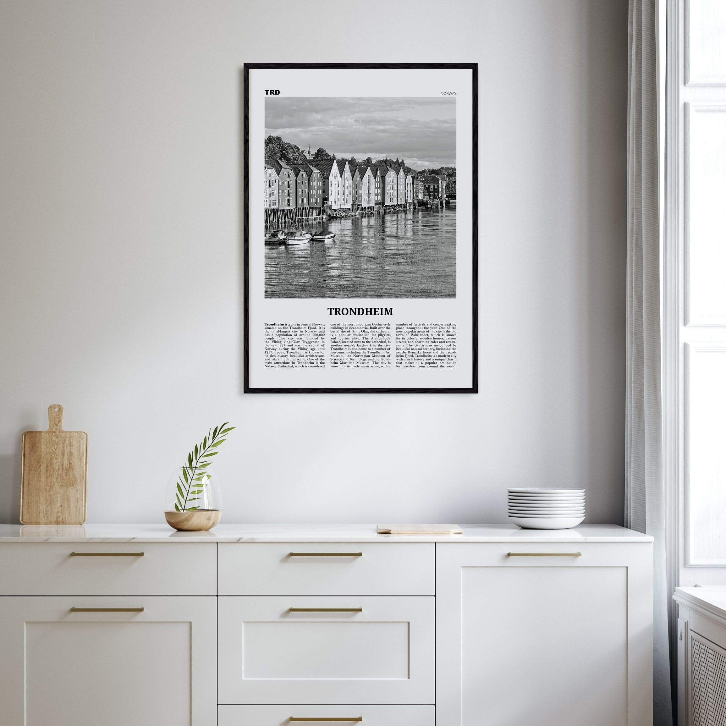 Trondheim Poster Nbourhood Travel B&W Poster