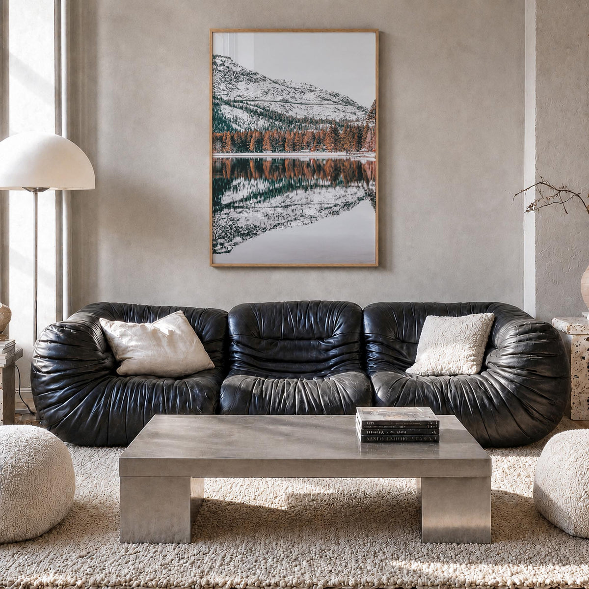 Truckee colorful photo poster of California, USA – vertical wall art in natural wood frame, hanging on wall