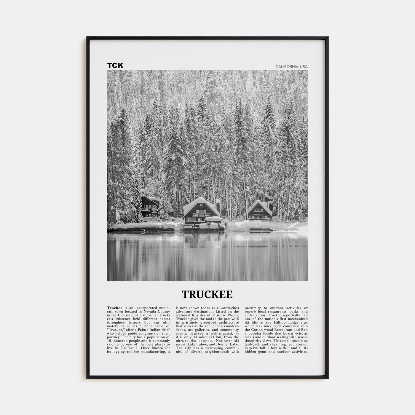 Truckee Poster Black Metal / 8x12 in Nbourhood Travel B&W Poster