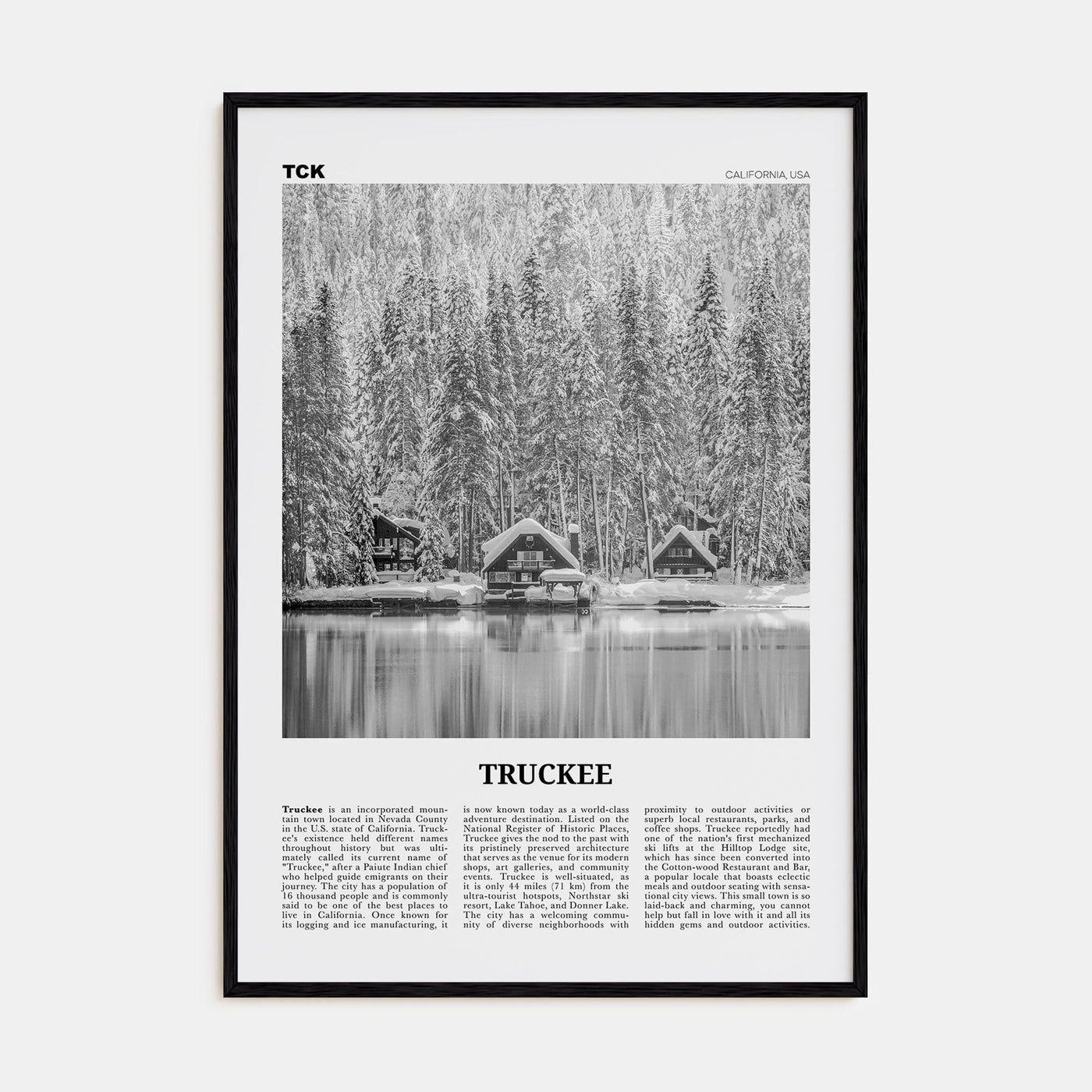 Truckee Poster Black Wood / 8x12 in Nbourhood Travel B&W Poster