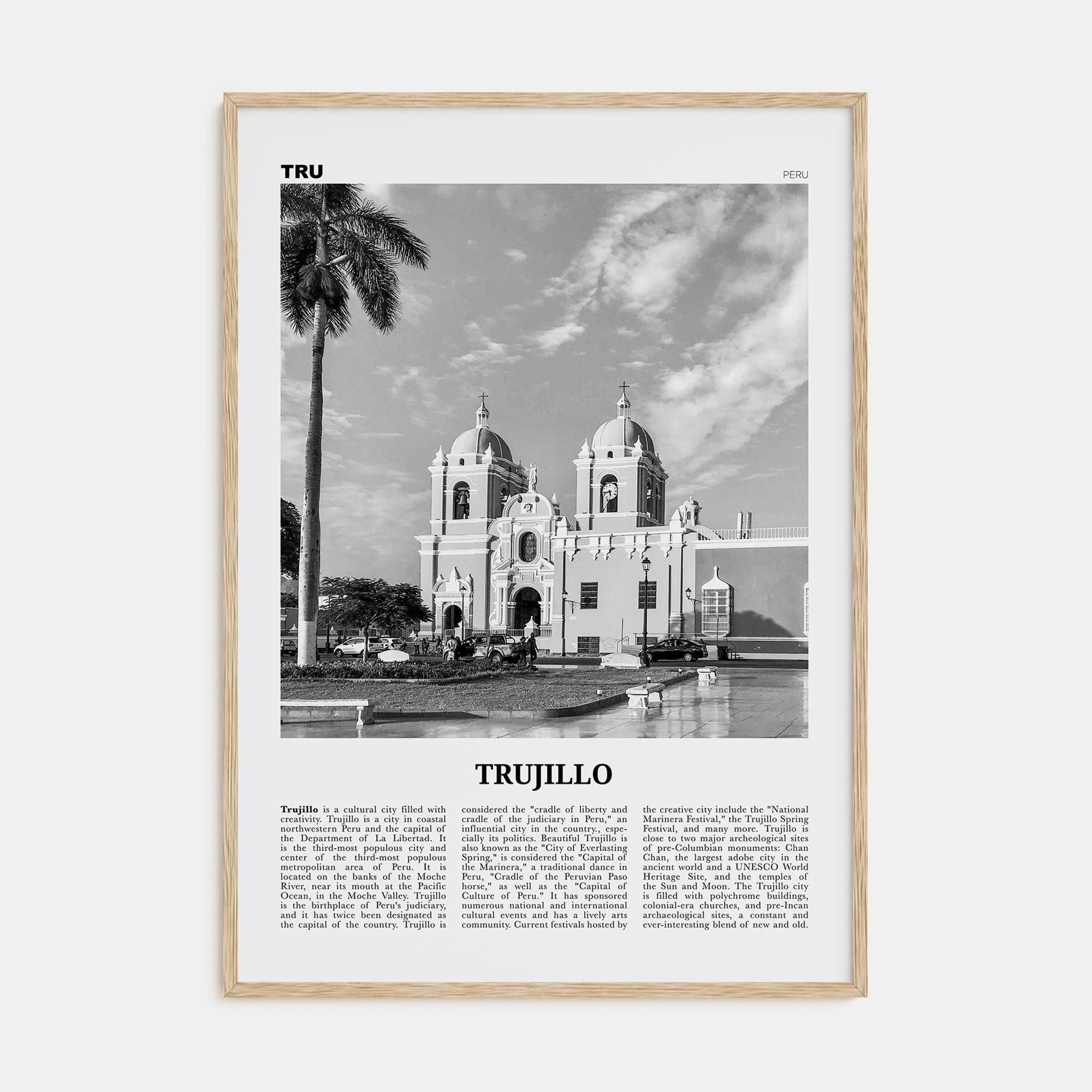 Trujillo Poster Natural Wood / 8x12 in Nbourhood Travel B&W Poster