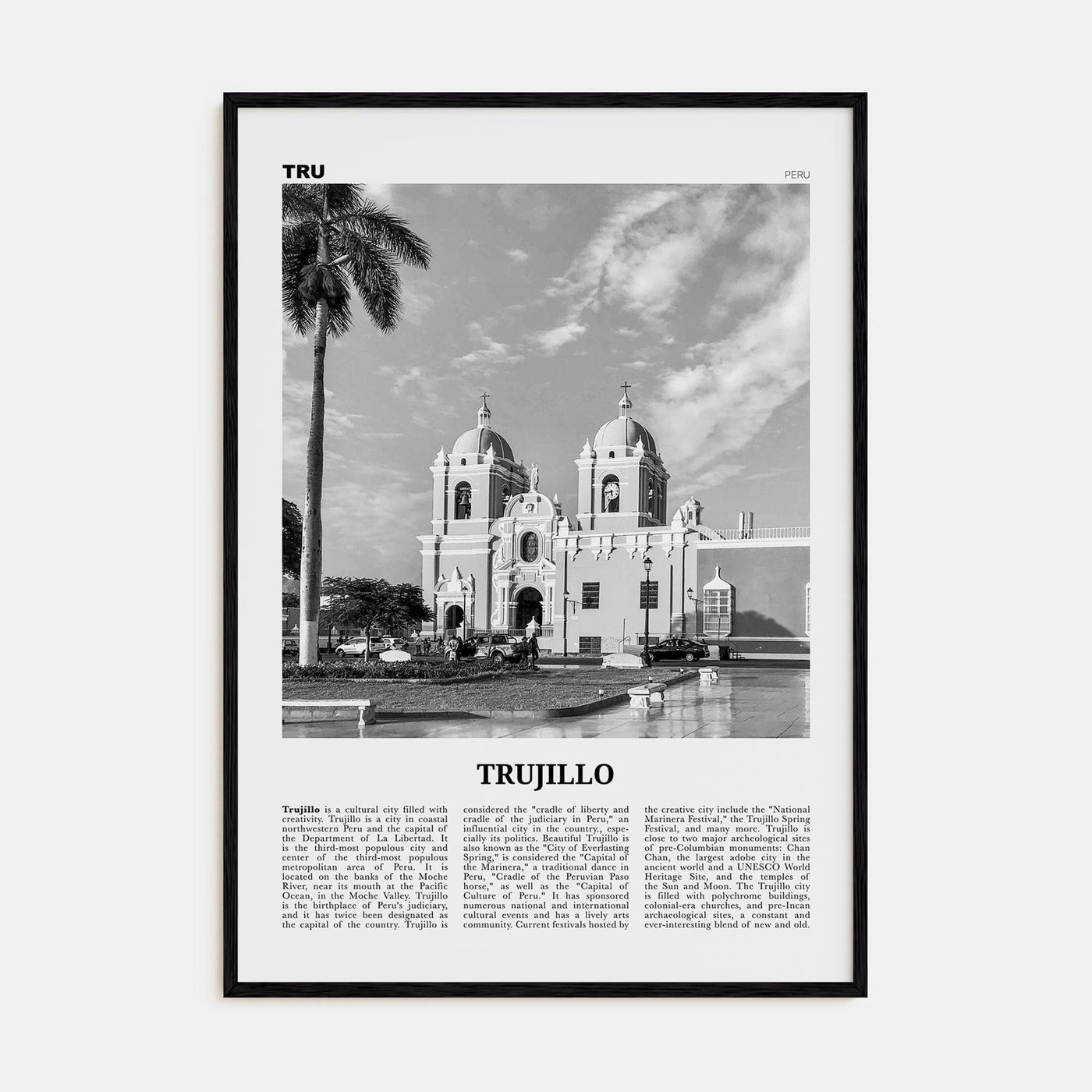 Trujillo Poster Black Wood / 8x12 in Nbourhood Travel B&W Poster