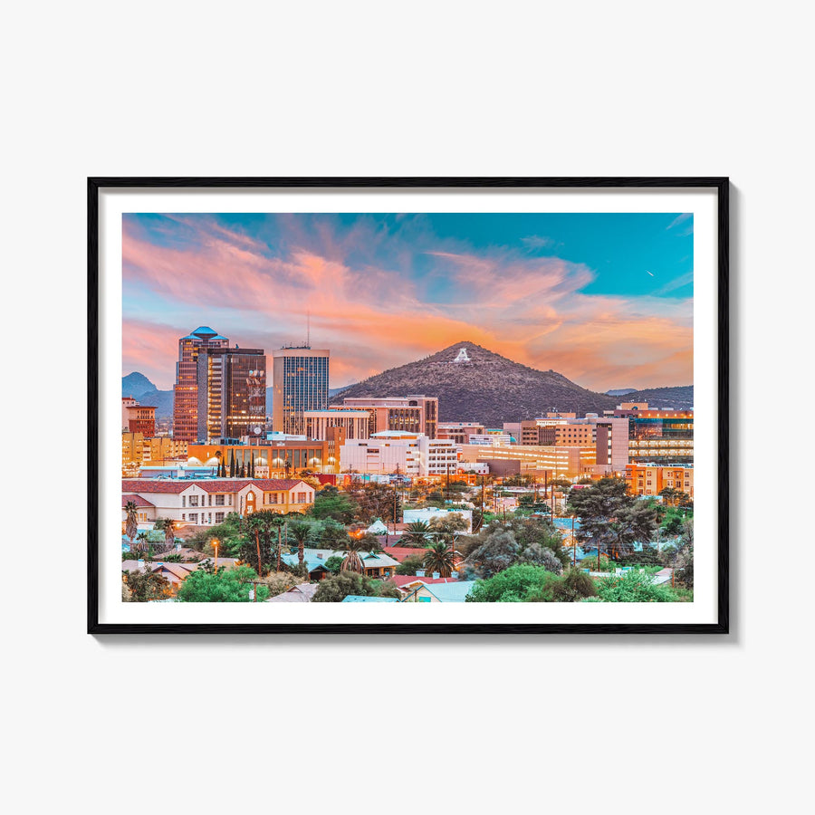 Tucson colorful photo poster of Arizona, USA – horizontal wall art, unframed print shown in interior mockup
