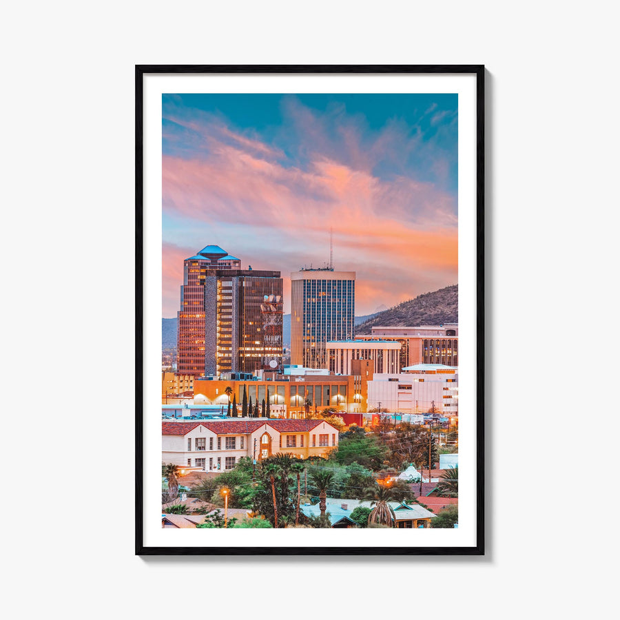 Tucson no. 1 colorful photo poster of Arizona, USA – vertical wall art, unframed print shown in interior mockup