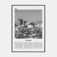 Tucson No 1 Poster Black Metal / 8x12 in Nbourhood Travel B&W Poster