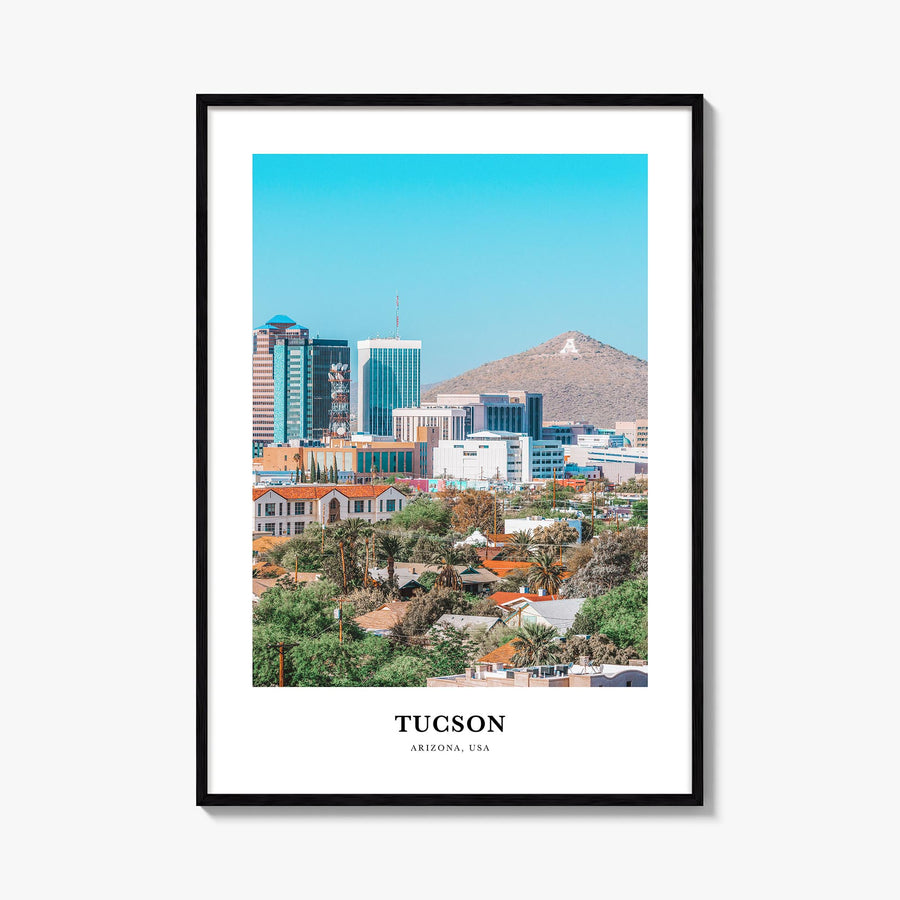 Tucson no. 2 colorful classic poster of Arizona, USA – vertical wall art, unframed print shown in interior mockup