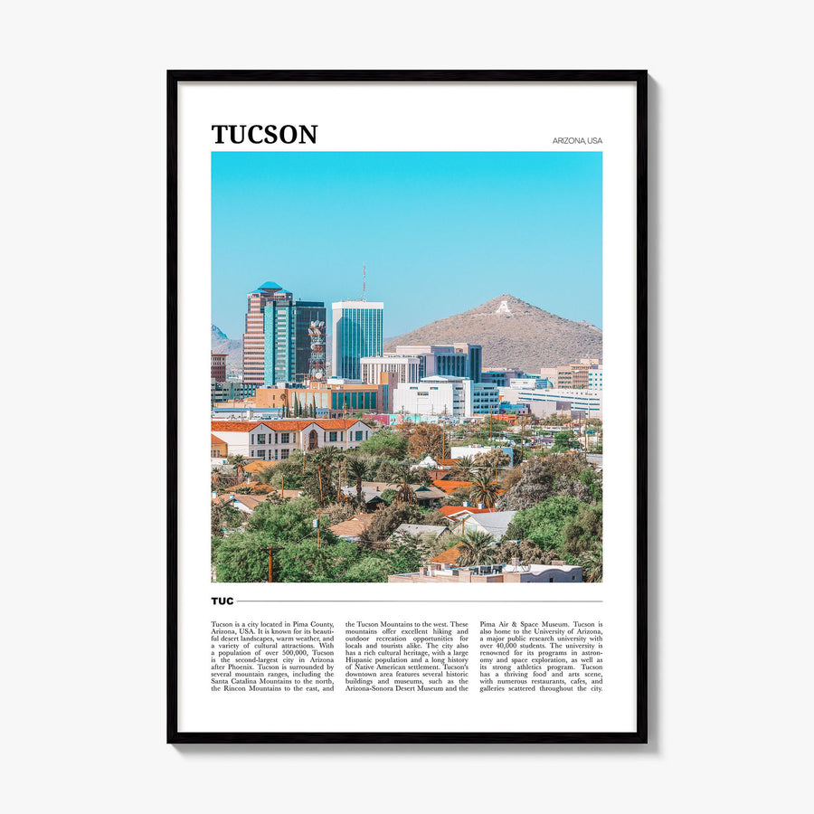 Tucson Travel No 2 Poster, framed poster mockup