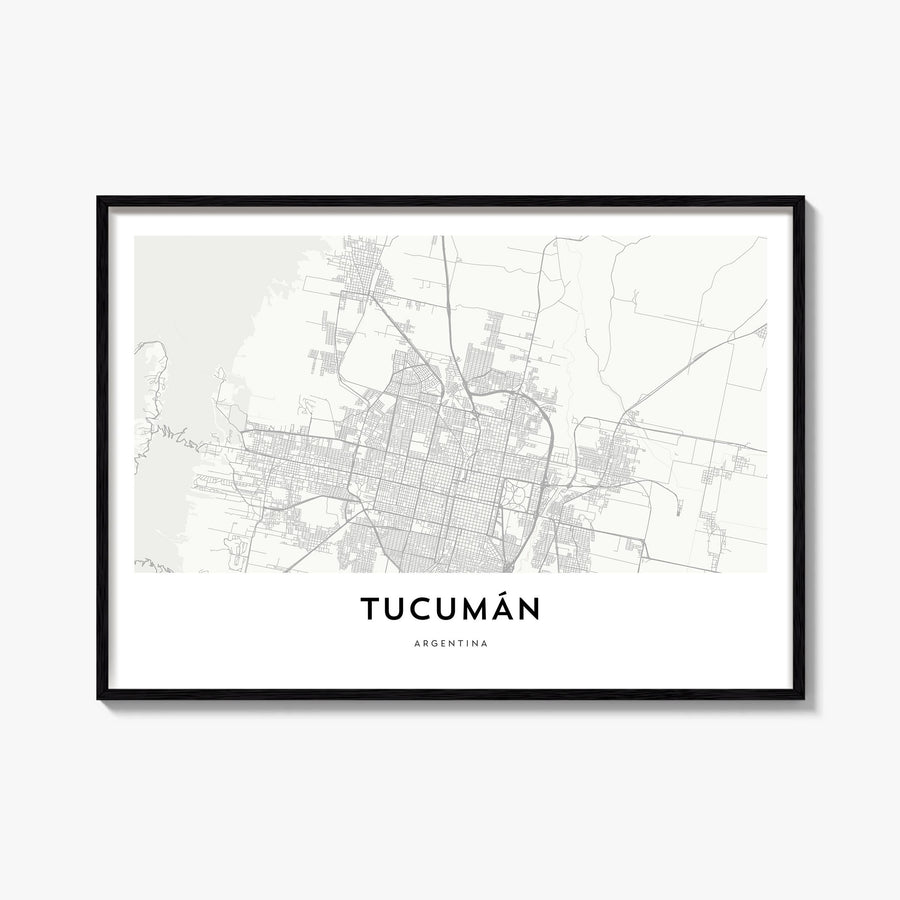 Tucumán black & white map poster of Argentina – horizontal wall art, unframed print shown in interior mockup