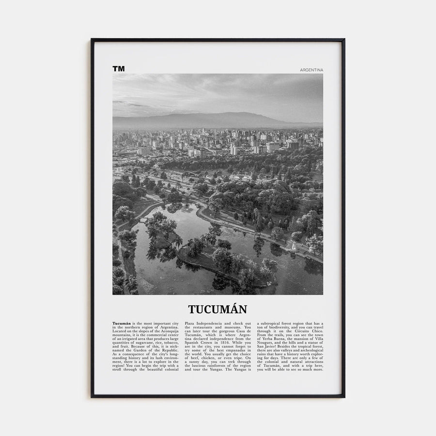 Tucumán Poster Black Metal / 8x12 in Nbourhood Travel B&W Poster