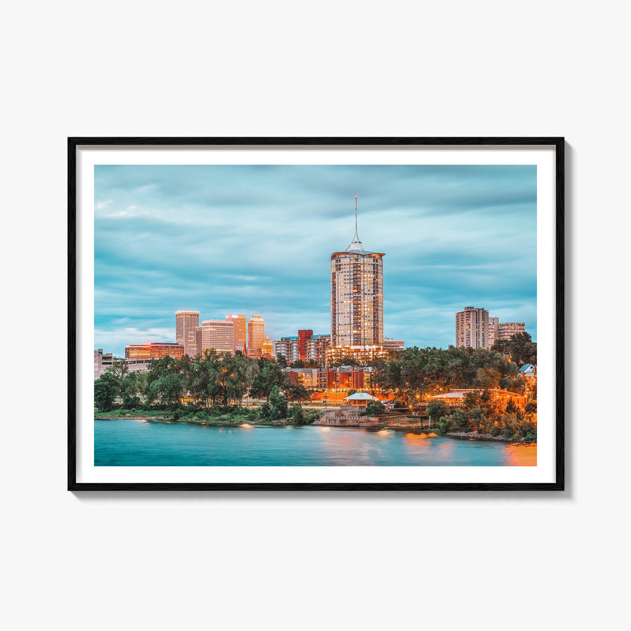 Tulsa colorful photo poster of Oklahoma, USA – horizontal wall art, unframed print shown in interior mockup
