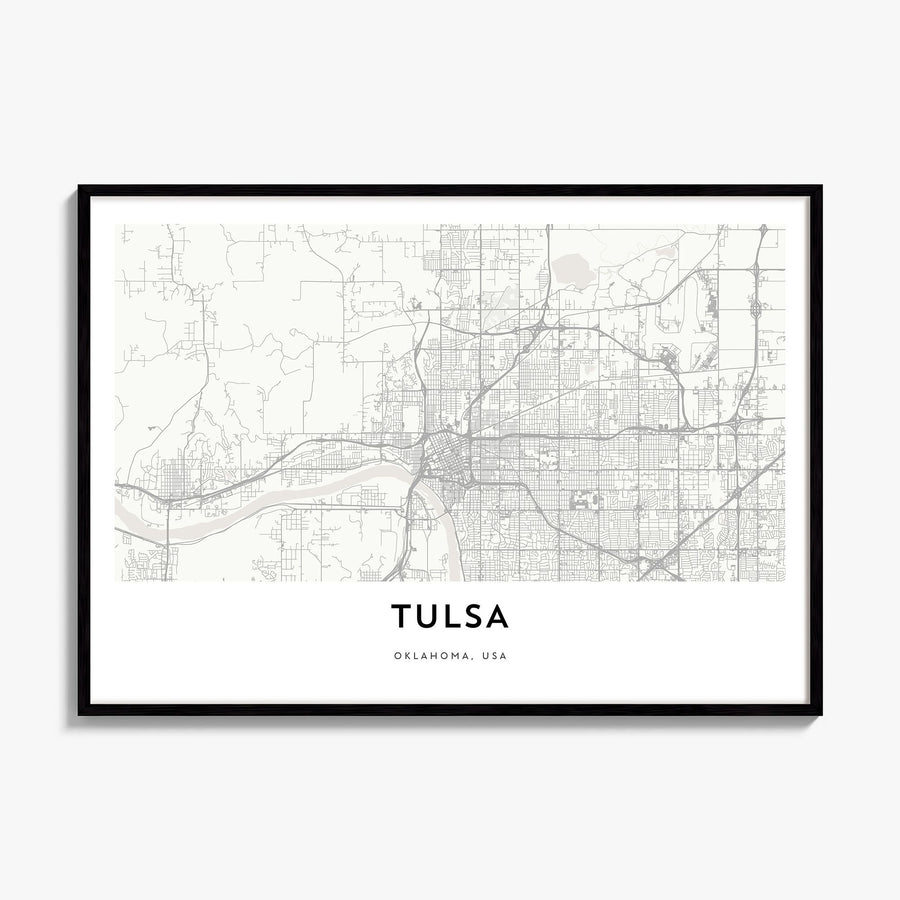 Tulsa Map Poster, framed poster mockup